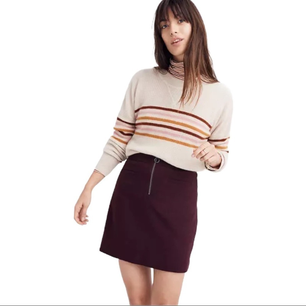 NWT Madewell Fireside Mini Retro Wool Skirt Size 0 Purple Lined K5369